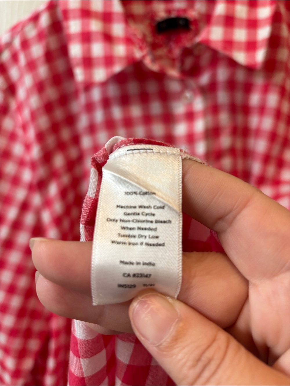 Talbots Pink and White Gingham Button-Up Shirt Floral detail XL Cotton - Picture 3 of 5